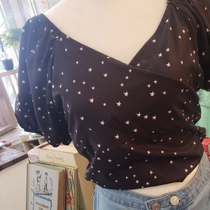 Starry night Crop Top by Shein Poof Sleeves